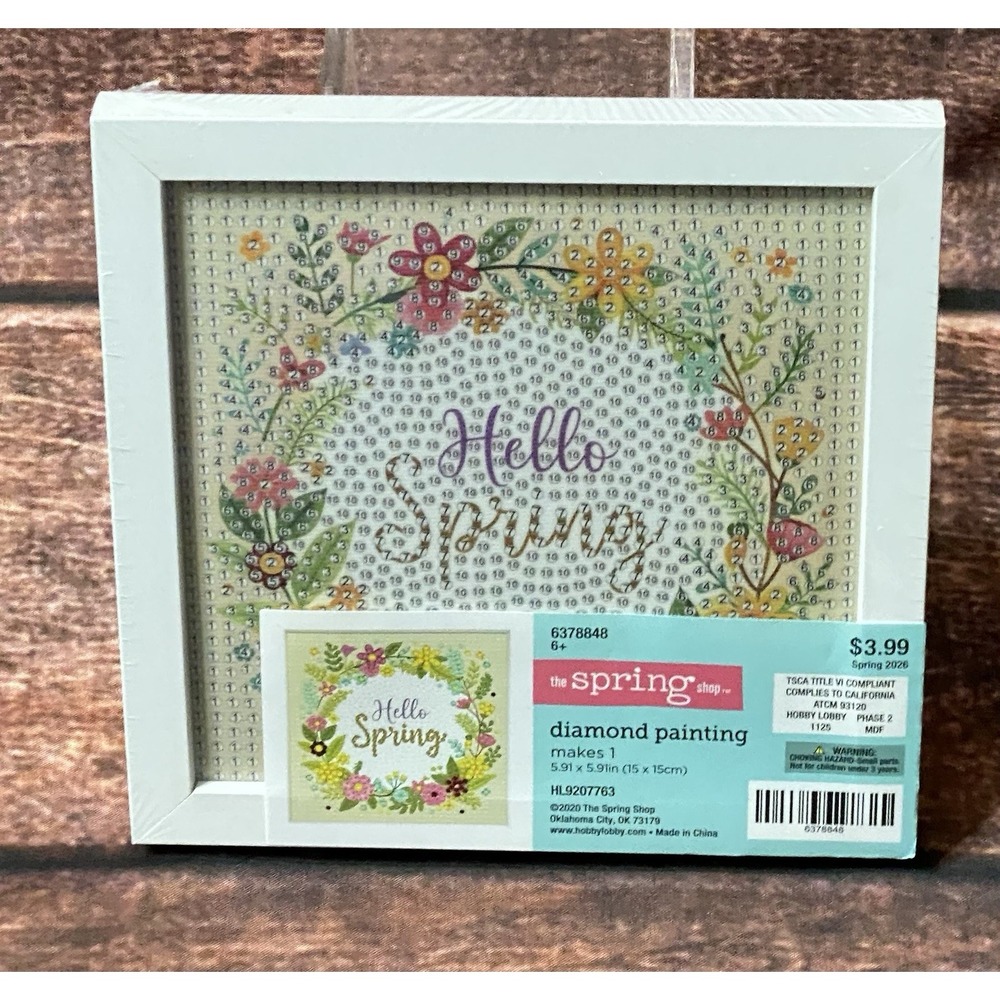 Hello Spring Square Diamond Painting Kit in Frame Hobby Lobby Spring Shop New